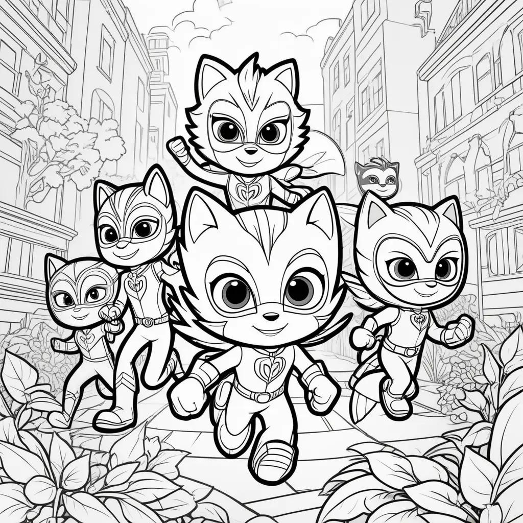 group of PJ Masks characters on a street