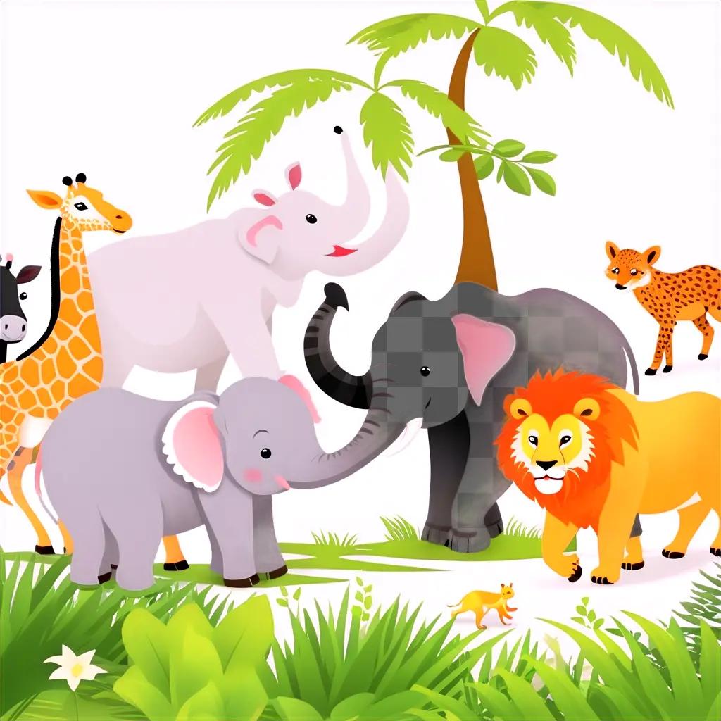 group of animals standing in the jungle