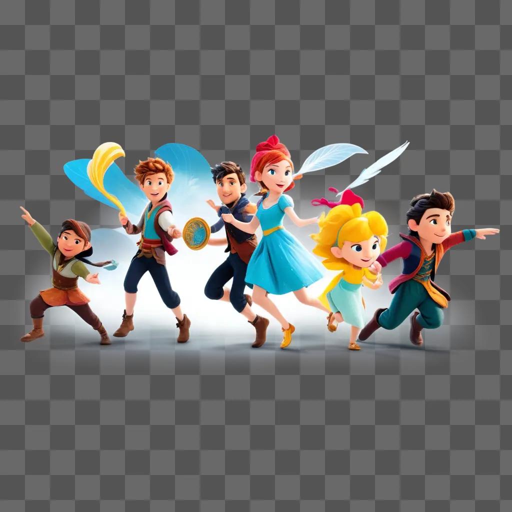 group of animated characters dancing in the air