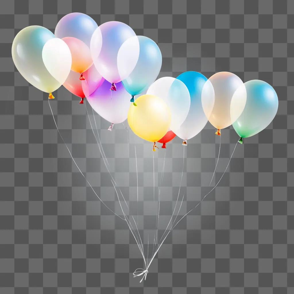 group of balloons in a rainbow color is seen through a transparent filter