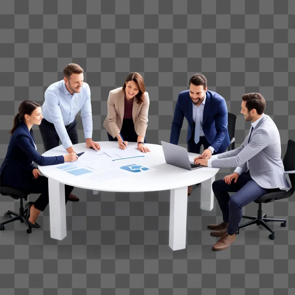 group of business staff working on a project