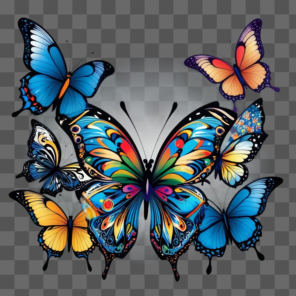 group of colorful butterflies in a circle