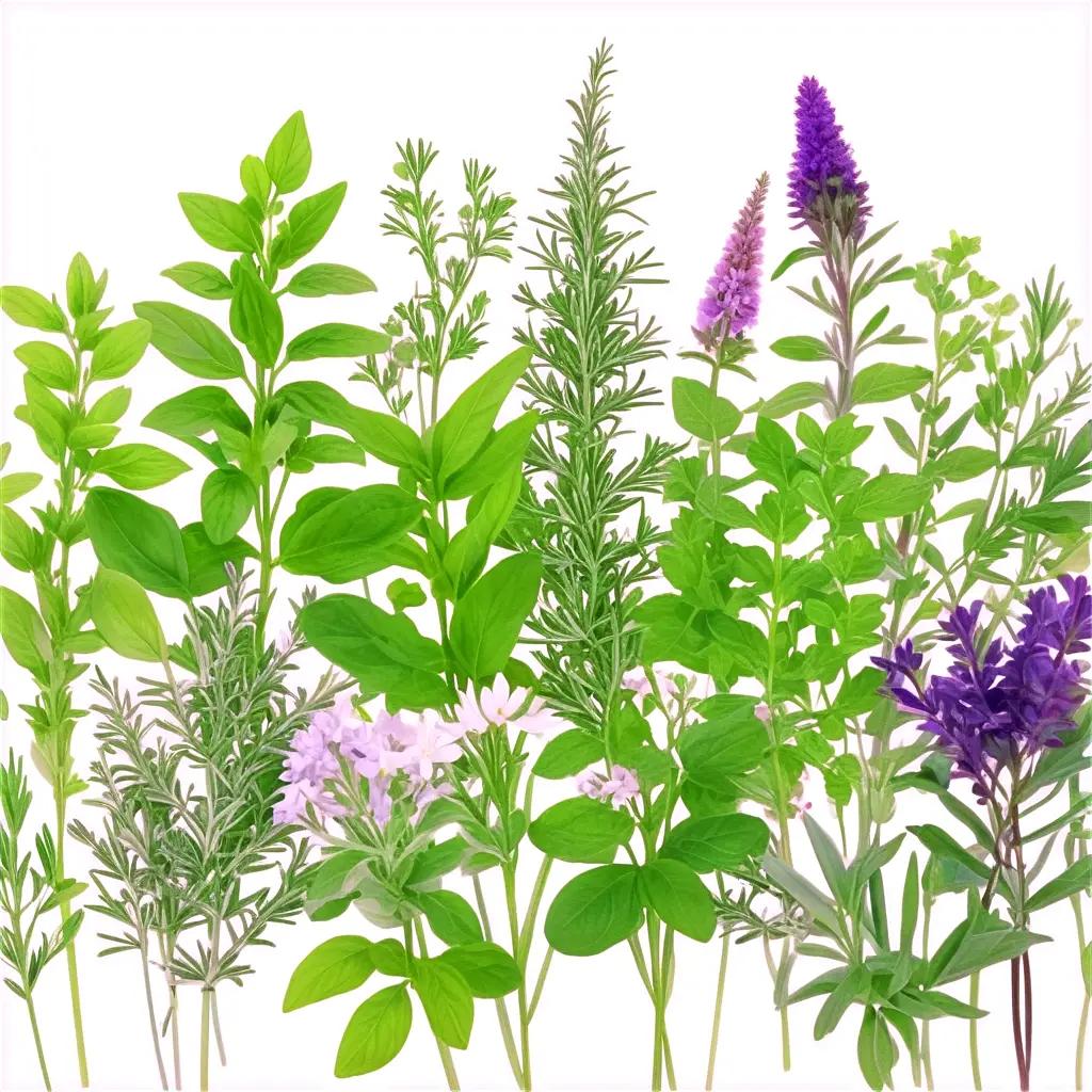 group of herbs with different colors and sizes