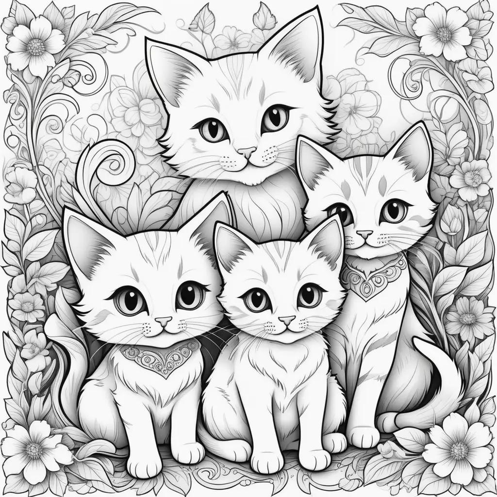 group of kittens in a flower design