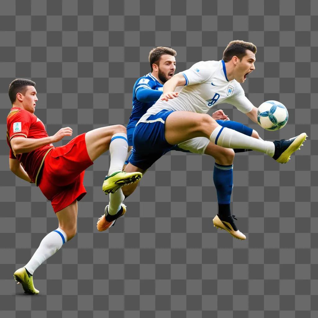 group of men playing soccer in a blur