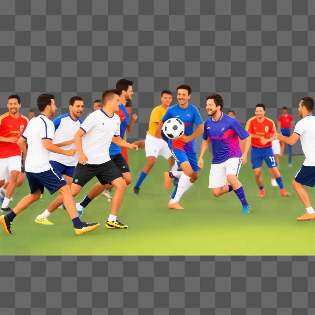 group of men playing soccer in the free football game