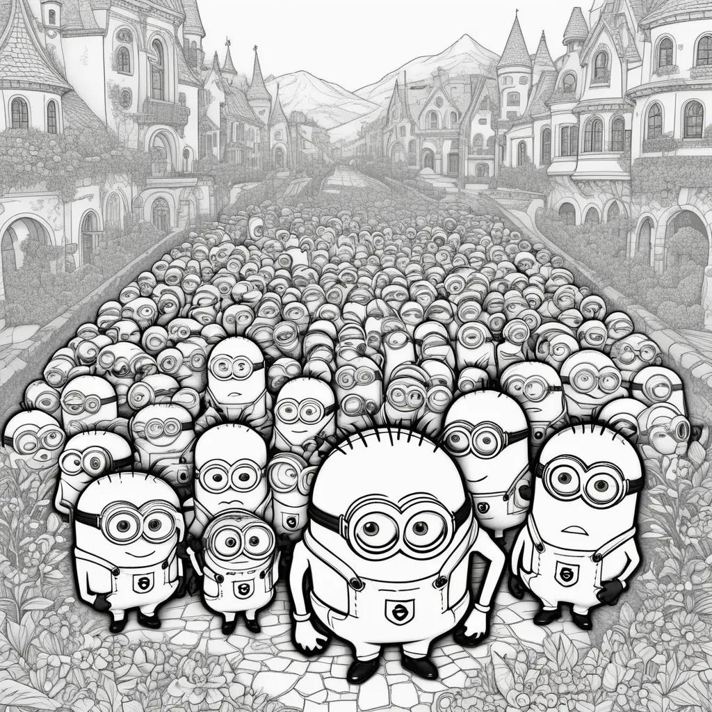 group of minions are on a street