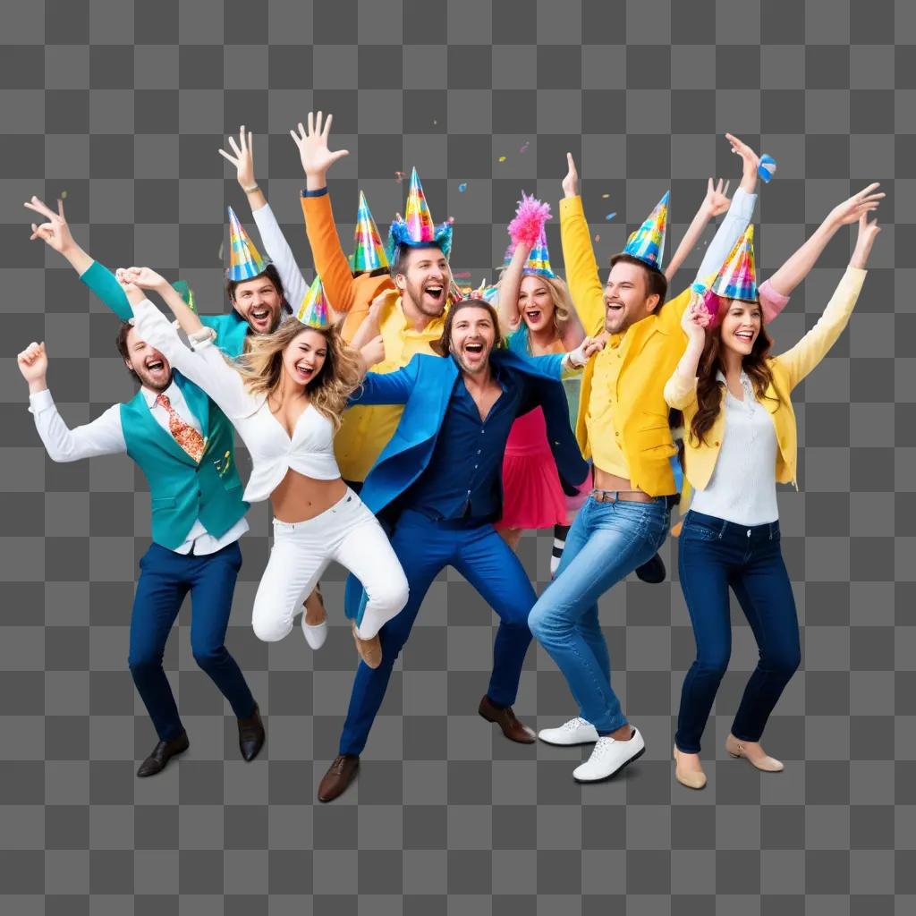 group of party animals celebrate with party hats