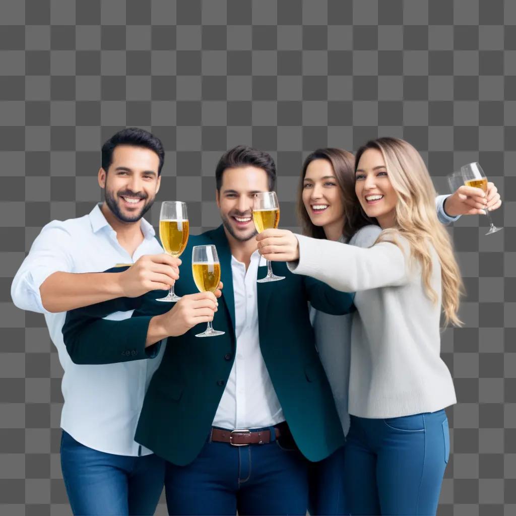 group of people clinking glasses and smiling