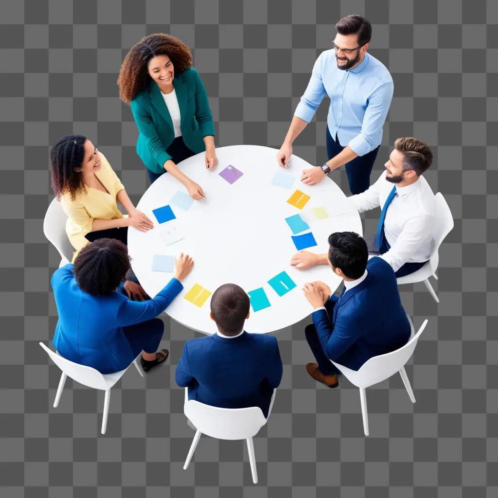 group of people collaborate at a round table