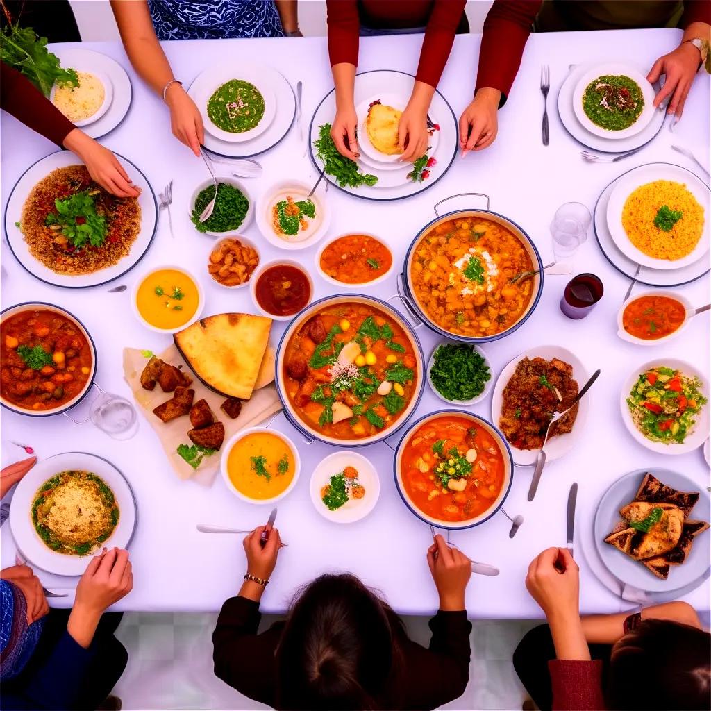 group of people enjoy a communal meal