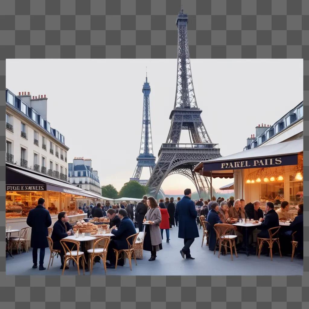 group of people enjoying food in a French market