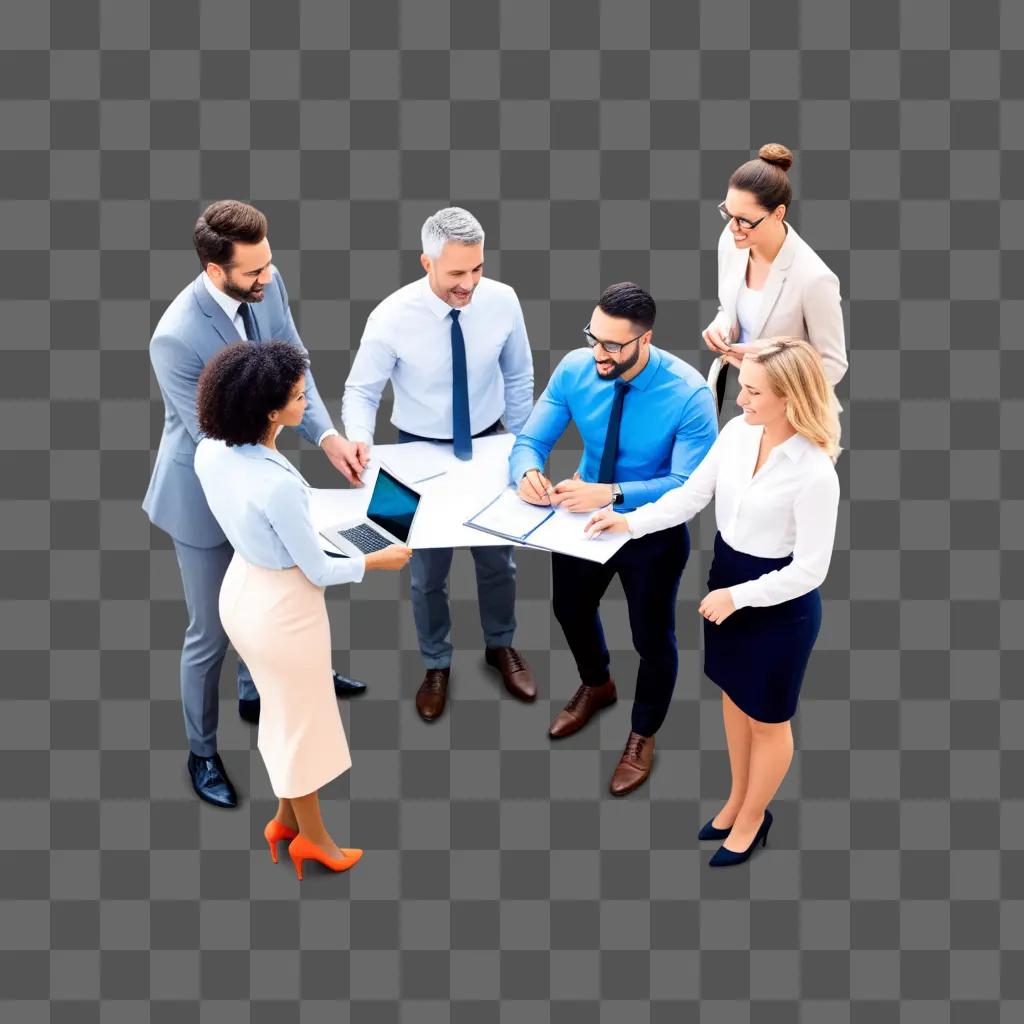 group of people gather around a table to collaborate