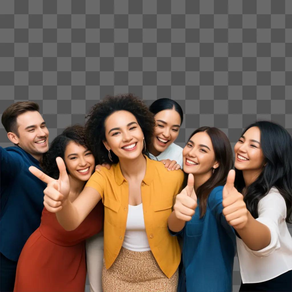 group of people give thumbs up in a smile