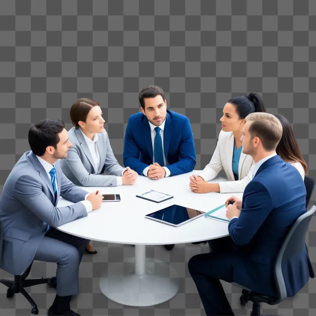 group of people having a meeting at a table