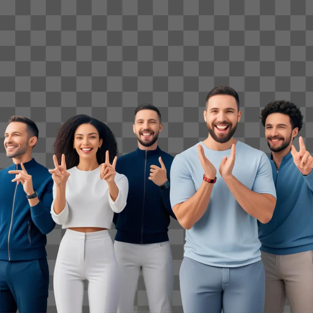 group of people making peace signs for communication