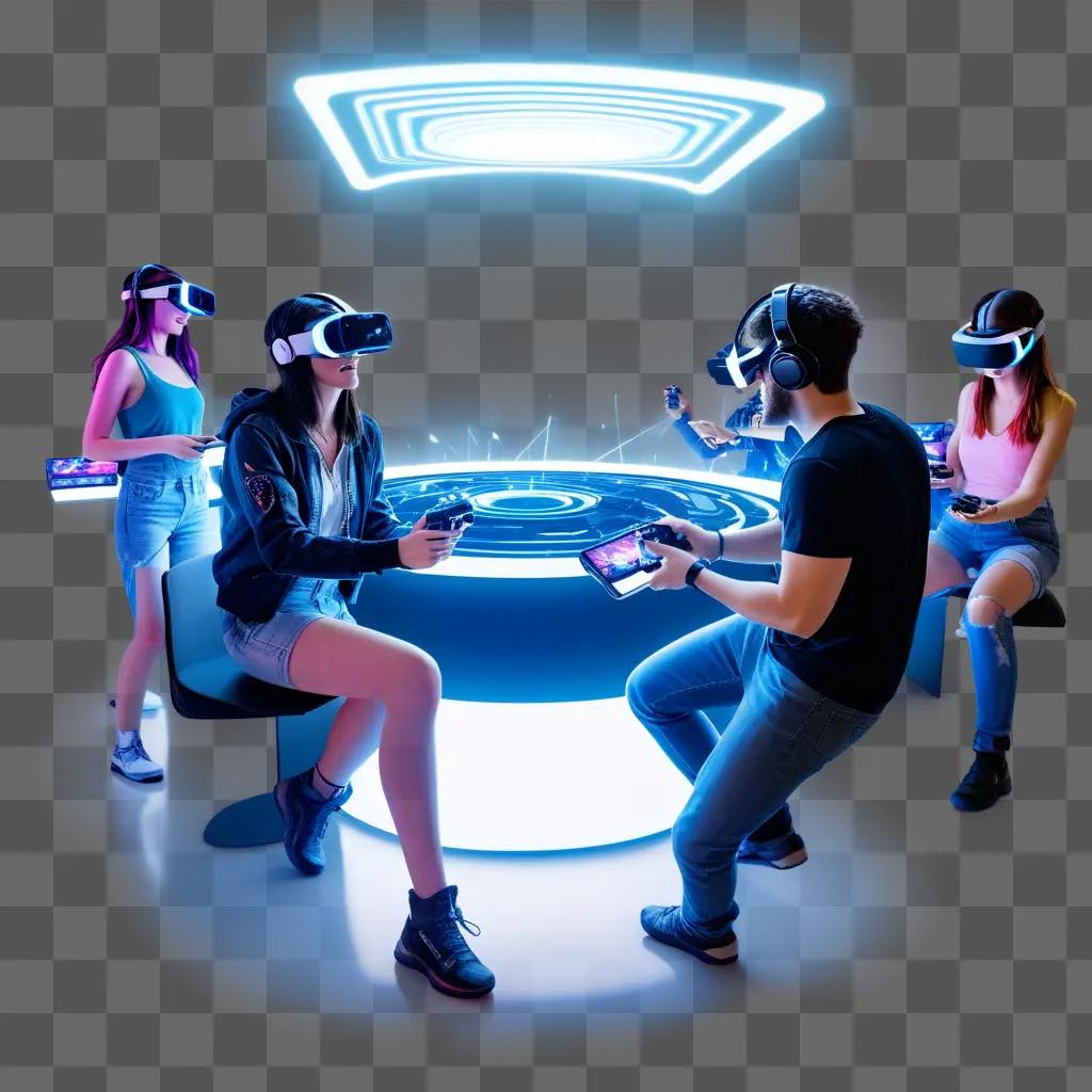 group of people play virtual games together