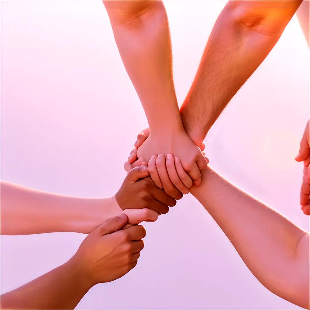 group of people respectfully hold hands