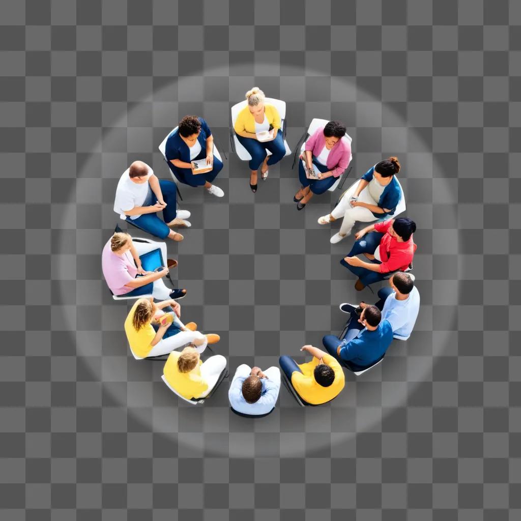 group of people sit around a circle in a meeting