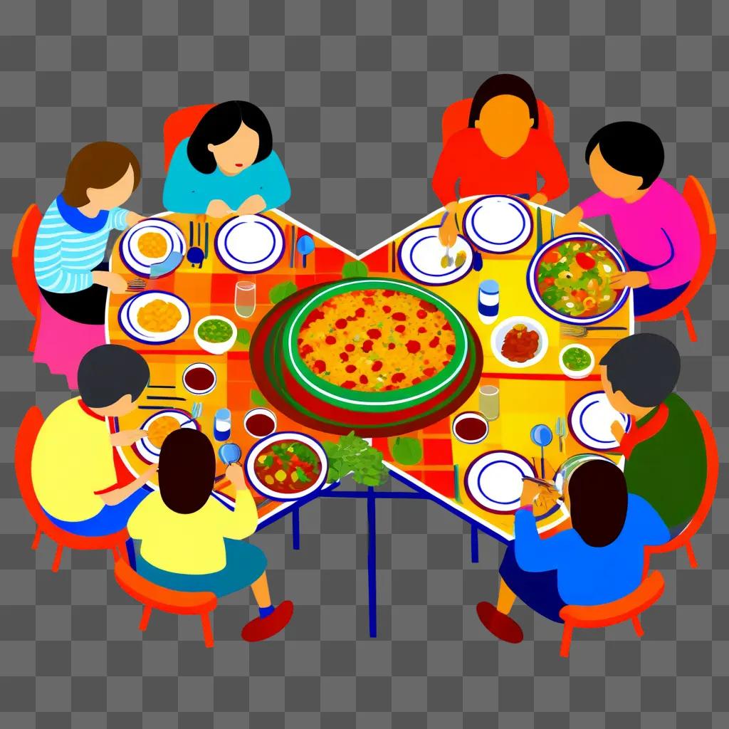 group of people sitting around a table having dinner