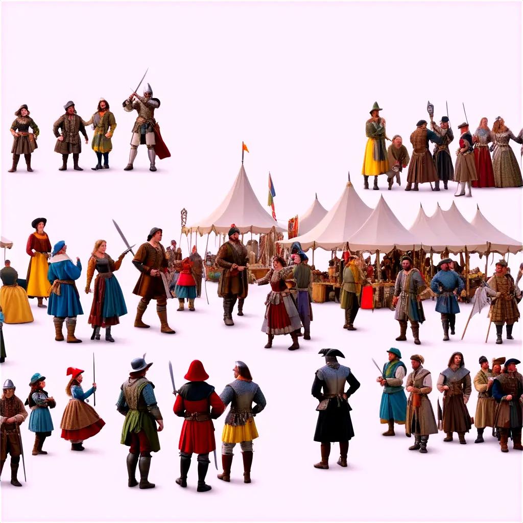 group of people with tokens in a medieval setting