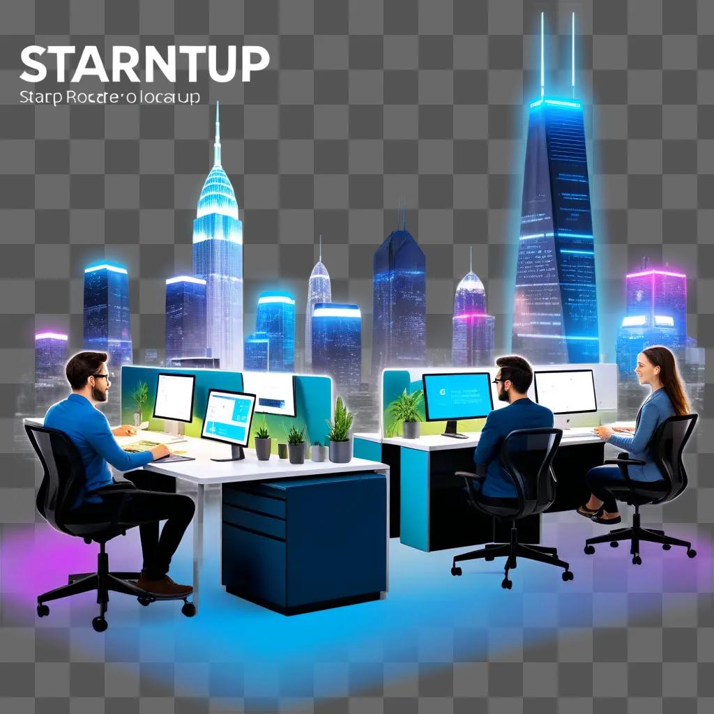 group of people work at a startup office