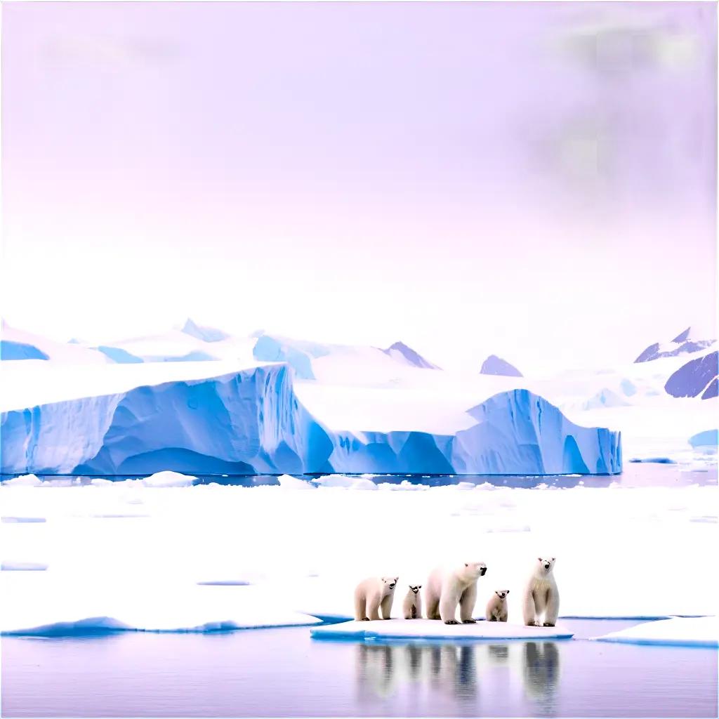 group of polar bears on an iceberg in the ocean