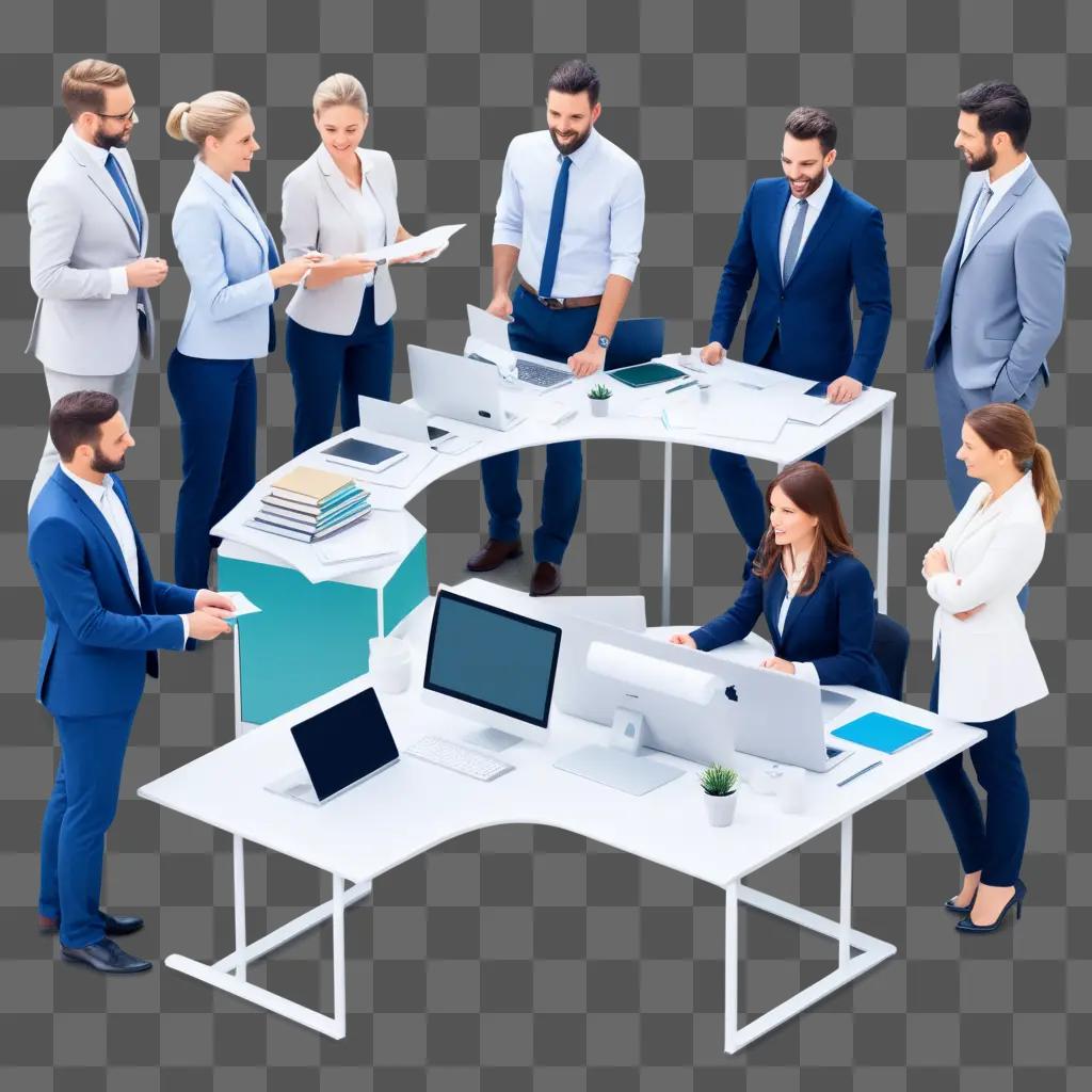 group of professionals working together in an office