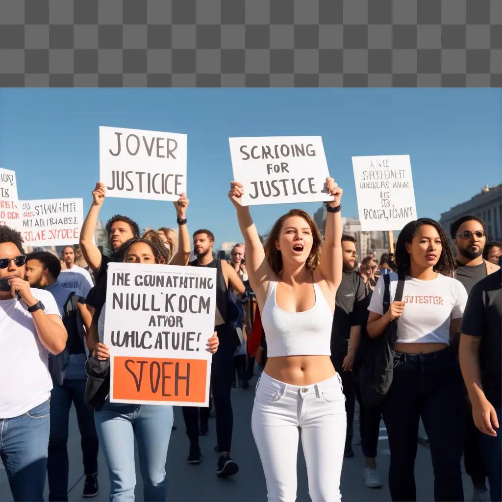 正義を求めて抗議する抗議者のグループ