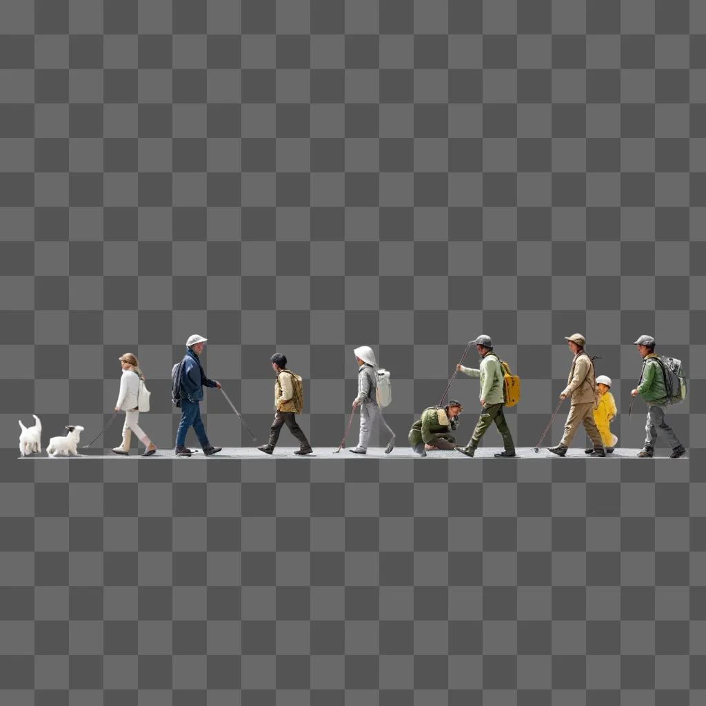 group of small images of people walking