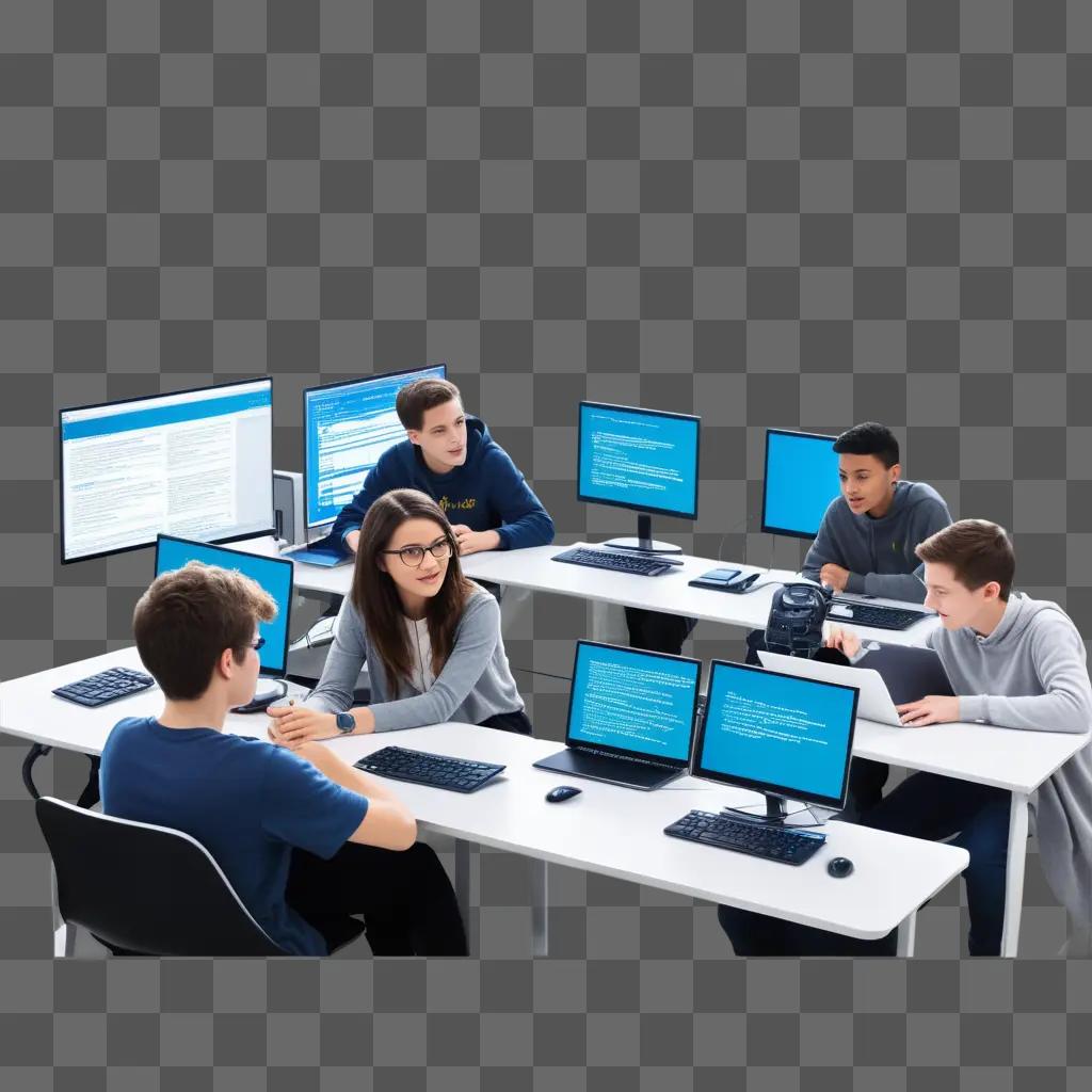 group of students work on computer science projects