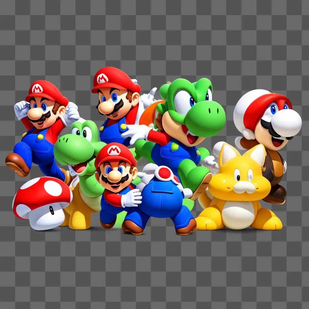 group of super Mario characters in various poses