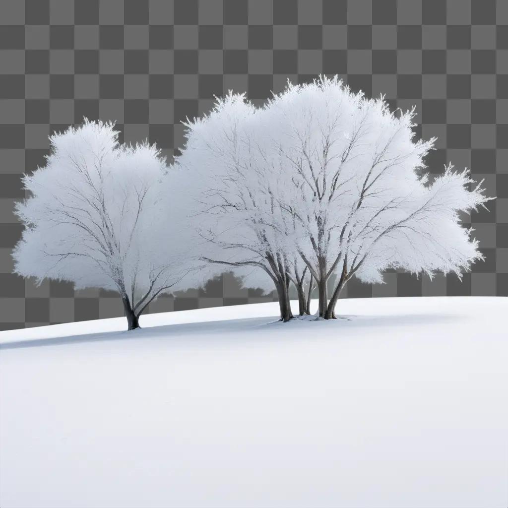 group of trees with frost on them