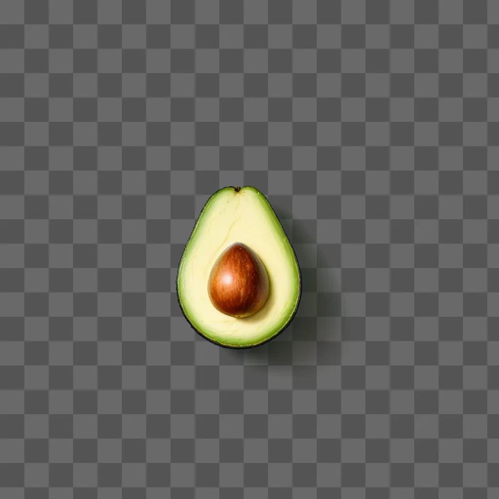 half sliced avocado on a green background