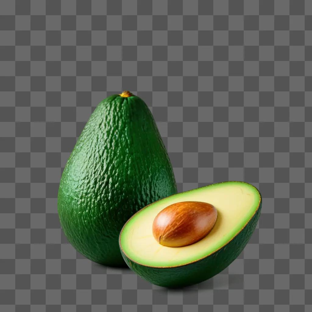 half-sliced green avocado with a seed