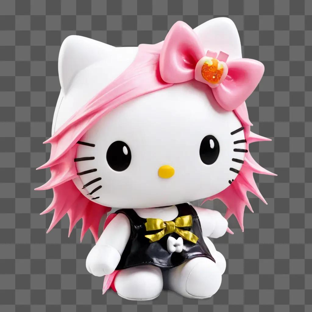 halloween hello kitty A Hello Kitty doll with a pink bow and bow tie