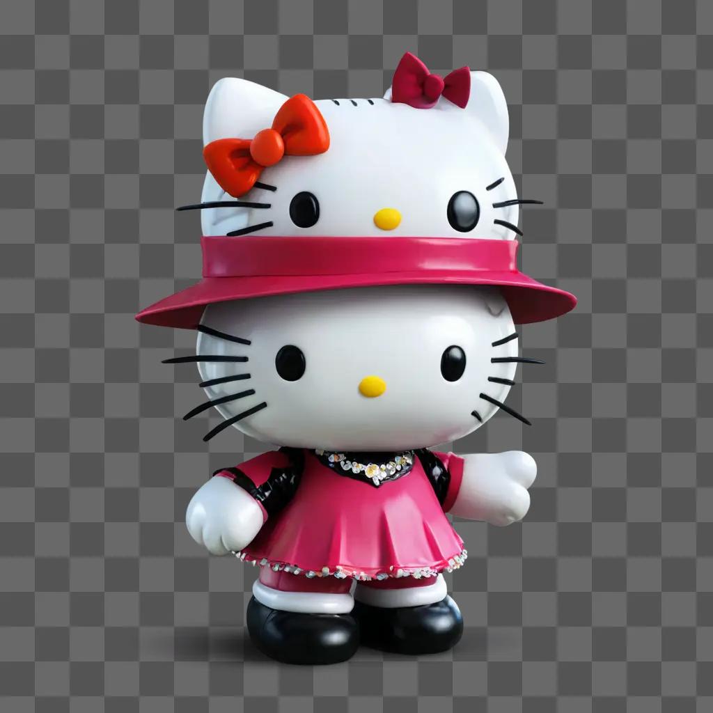 halloween hello kitty A Hello Kitty figurine wears a pink hat and dress