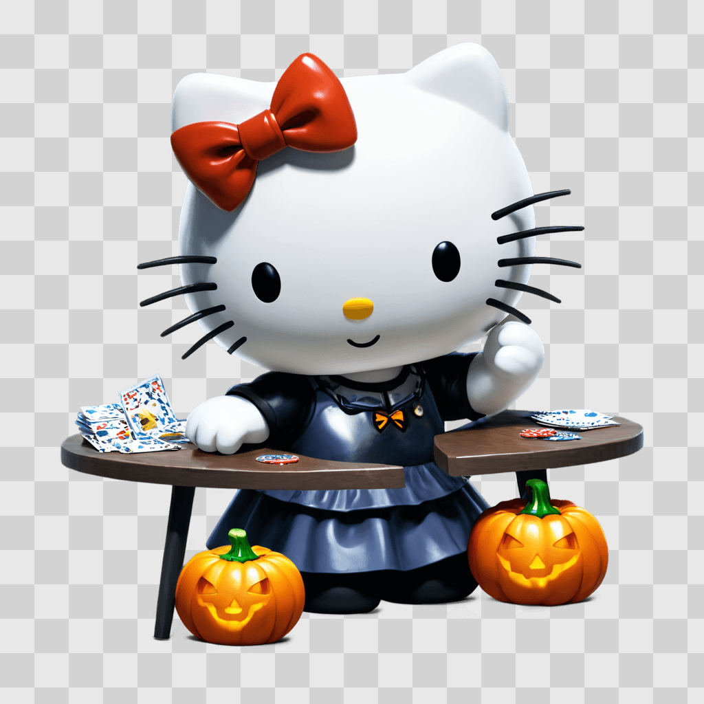 halloween hello kitty A Hello Kitty toy is shown playing a game of poker