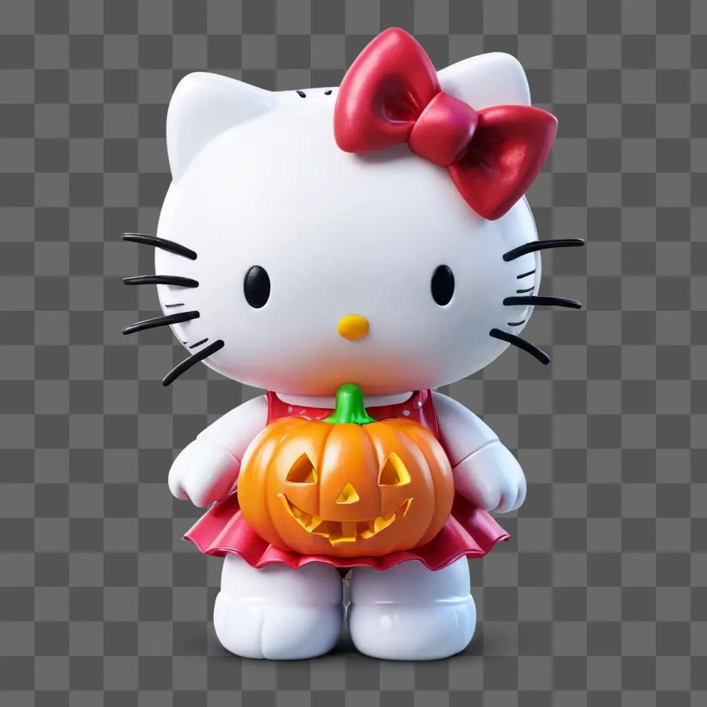 halloween hello kitty Hello Kitty holding a pumpkin in a red dress