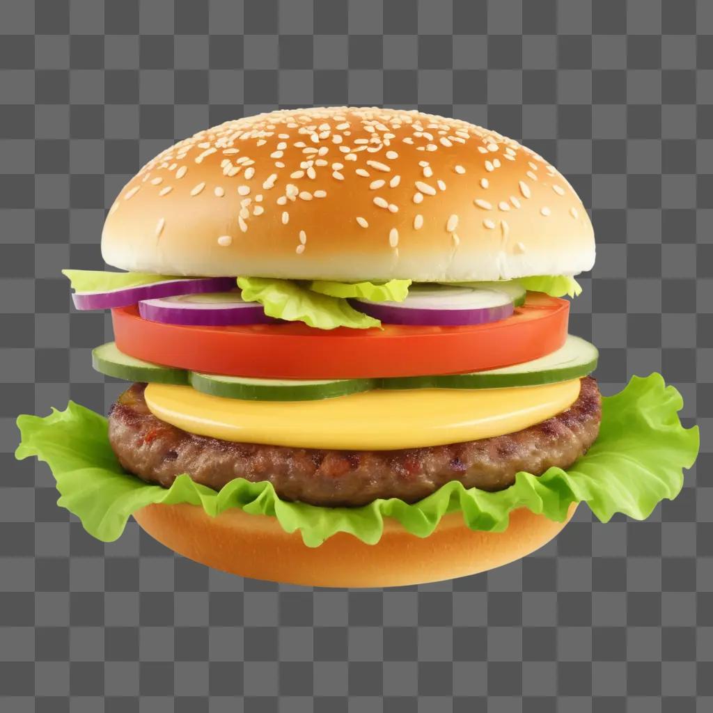 hamburger is served in a sesame seed bun