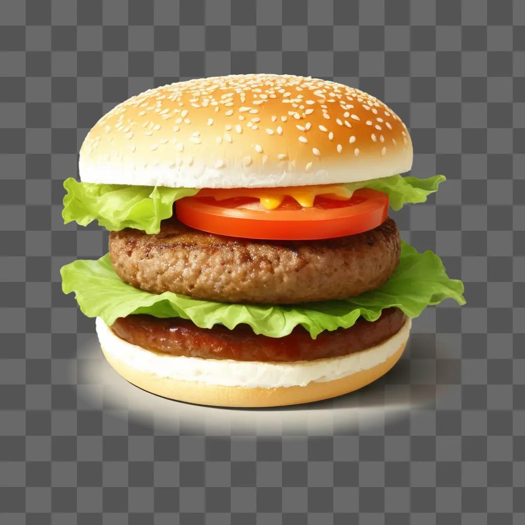 hamburger with a tomato and lettuce on a bun