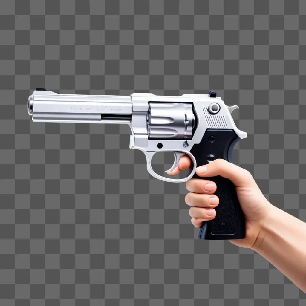 hand holding a gun against a transparent background