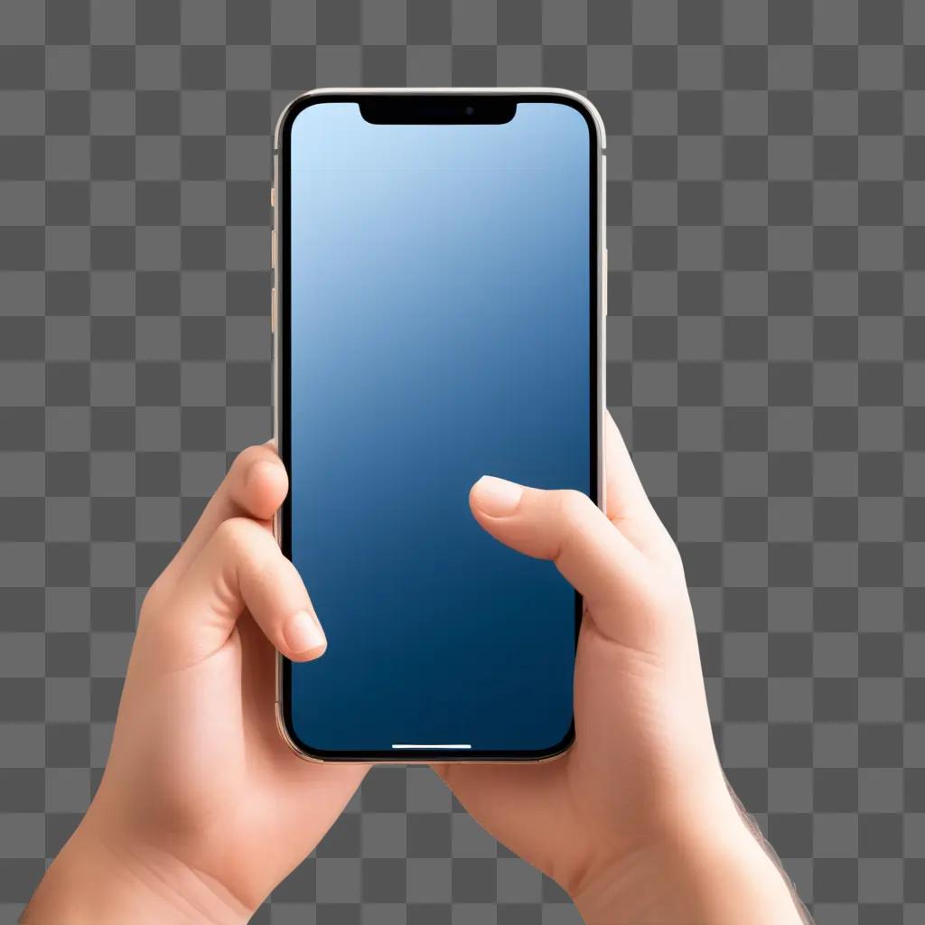 hand holding a smartphone in front of a blurred background