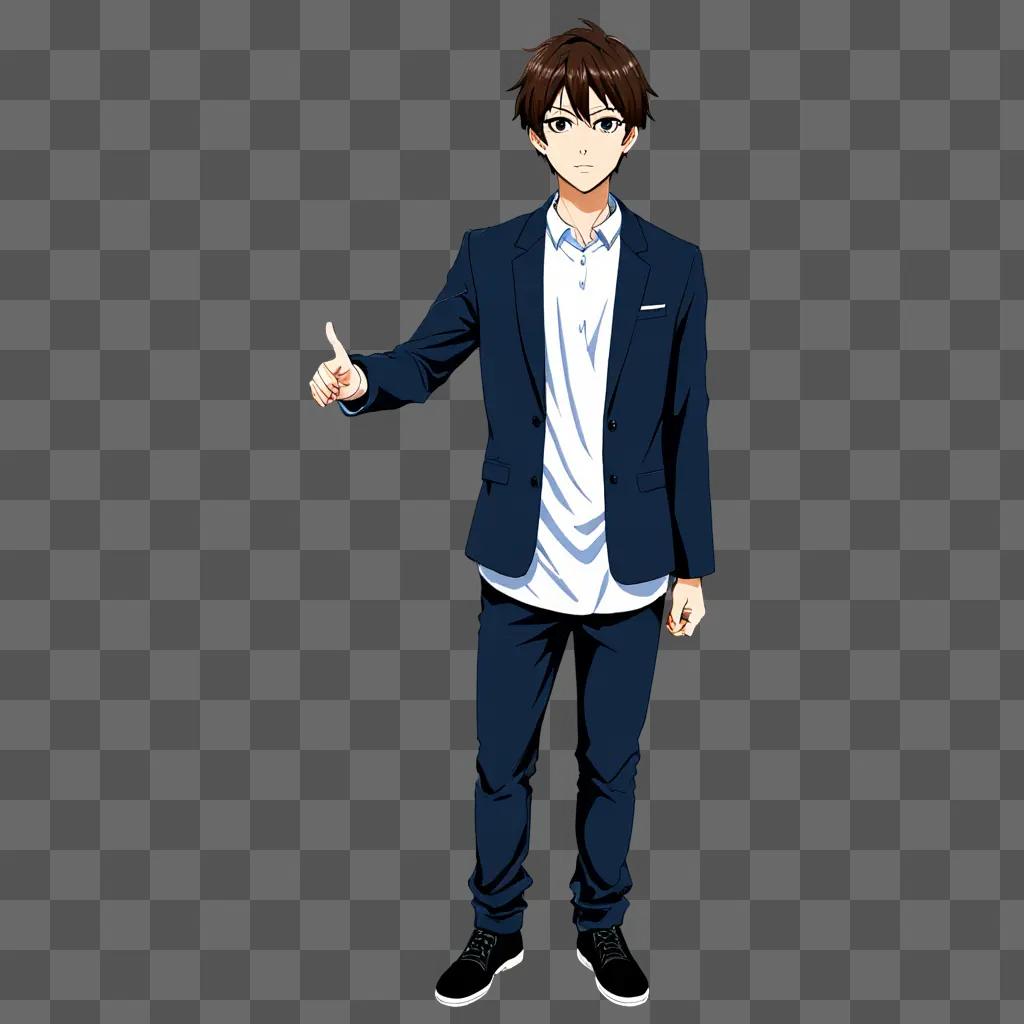 handsome anime boy standing in dark background