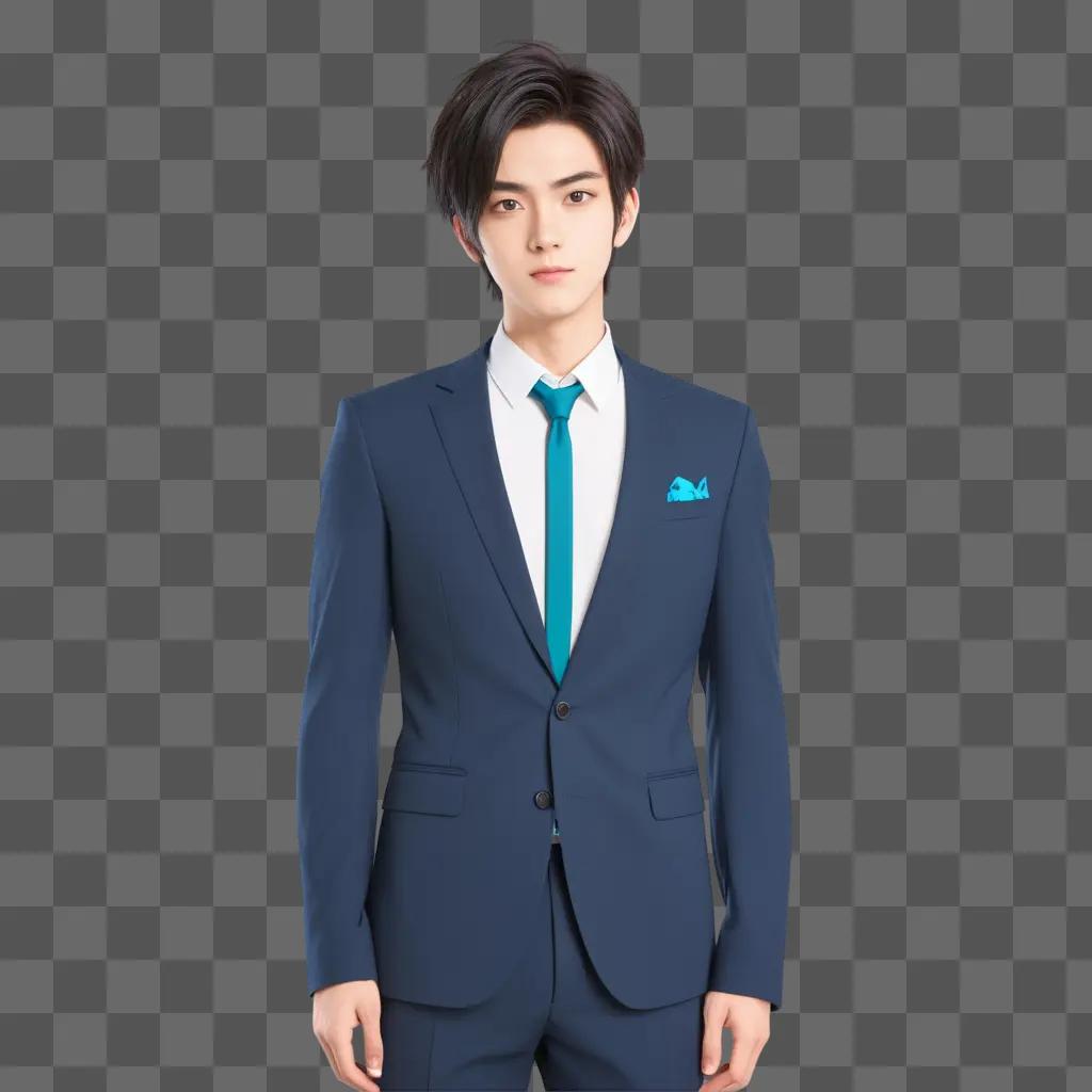 handsome anime boy wearing suit and tie