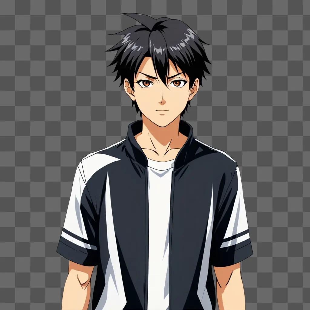 handsome anime boy with black hair