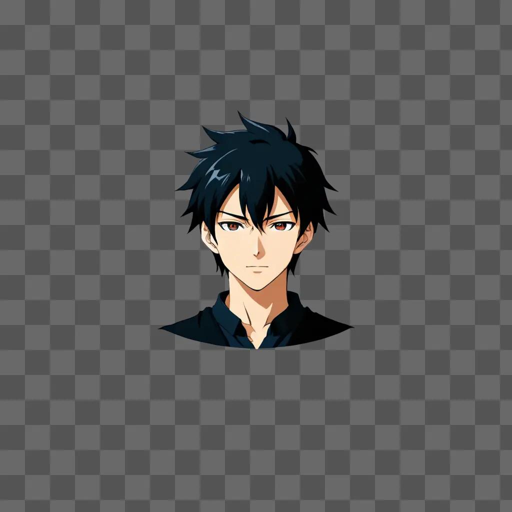 handsome anime boy with black hair