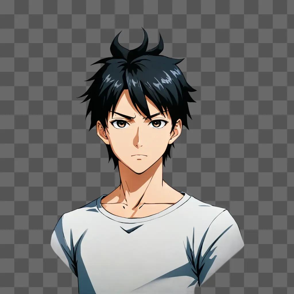 handsome anime boy with black hair