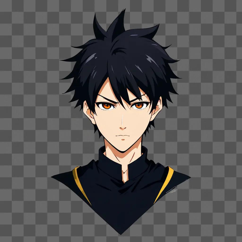 handsome anime boy with dark eyes