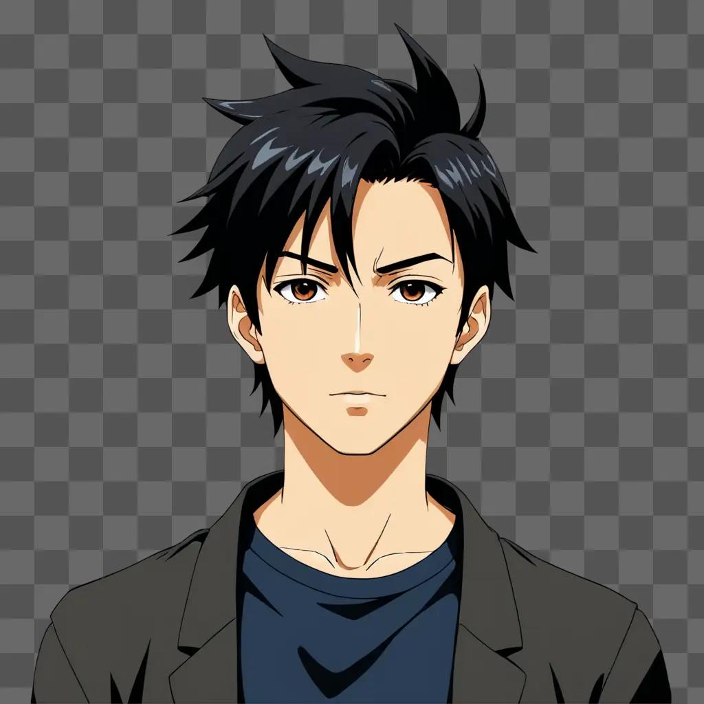 handsome anime boy with dark hair